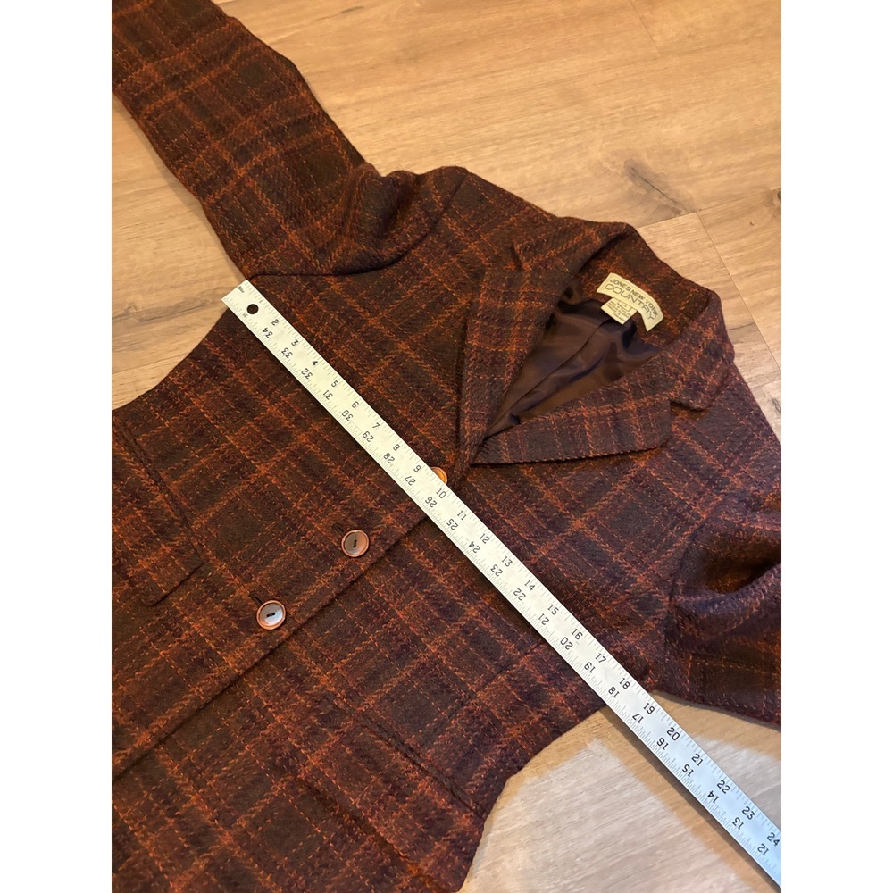Vtg 90s Jones New York Country Wool Plaid Blazer Jacket Womens 4 Dark Academia - Picture 8 of 11